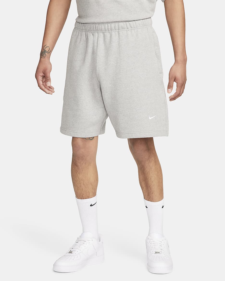 Mens grey nike fleece shorts on sale